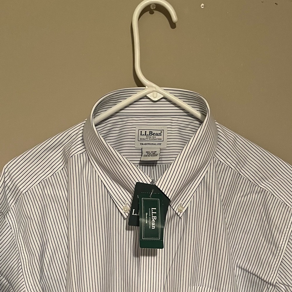 Brand New with Tags LL Bean Pinstripe Button Down- XXL